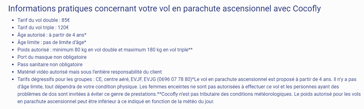 parachute ascentionnel pour 3